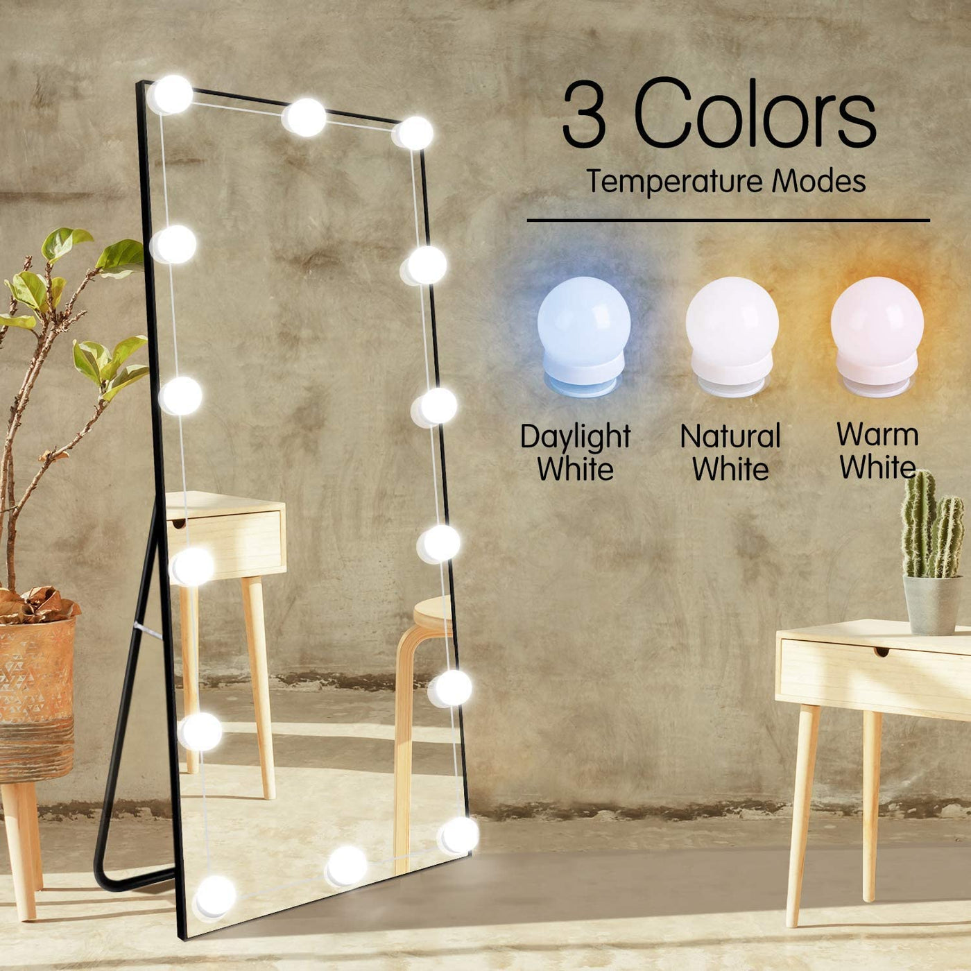 Vanity Light LED Bulbs for Makeup Mirror Stand || 10 Bulbs with 3 Light Modes - ROLLET