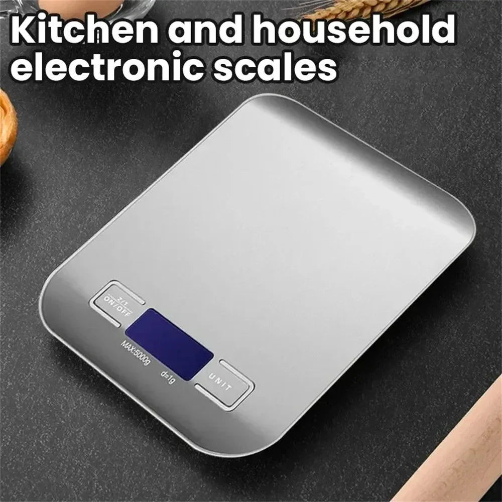 Rechargeable Stainless Steel Electronic Scales Kitchen Scales Home Jewelry Food Snacks Weighing Baking Tools 5kg/10kg - ROLLET